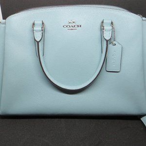 Coach Light Teal, Pebble Leather, Tote & Shoulder Purse, NWT